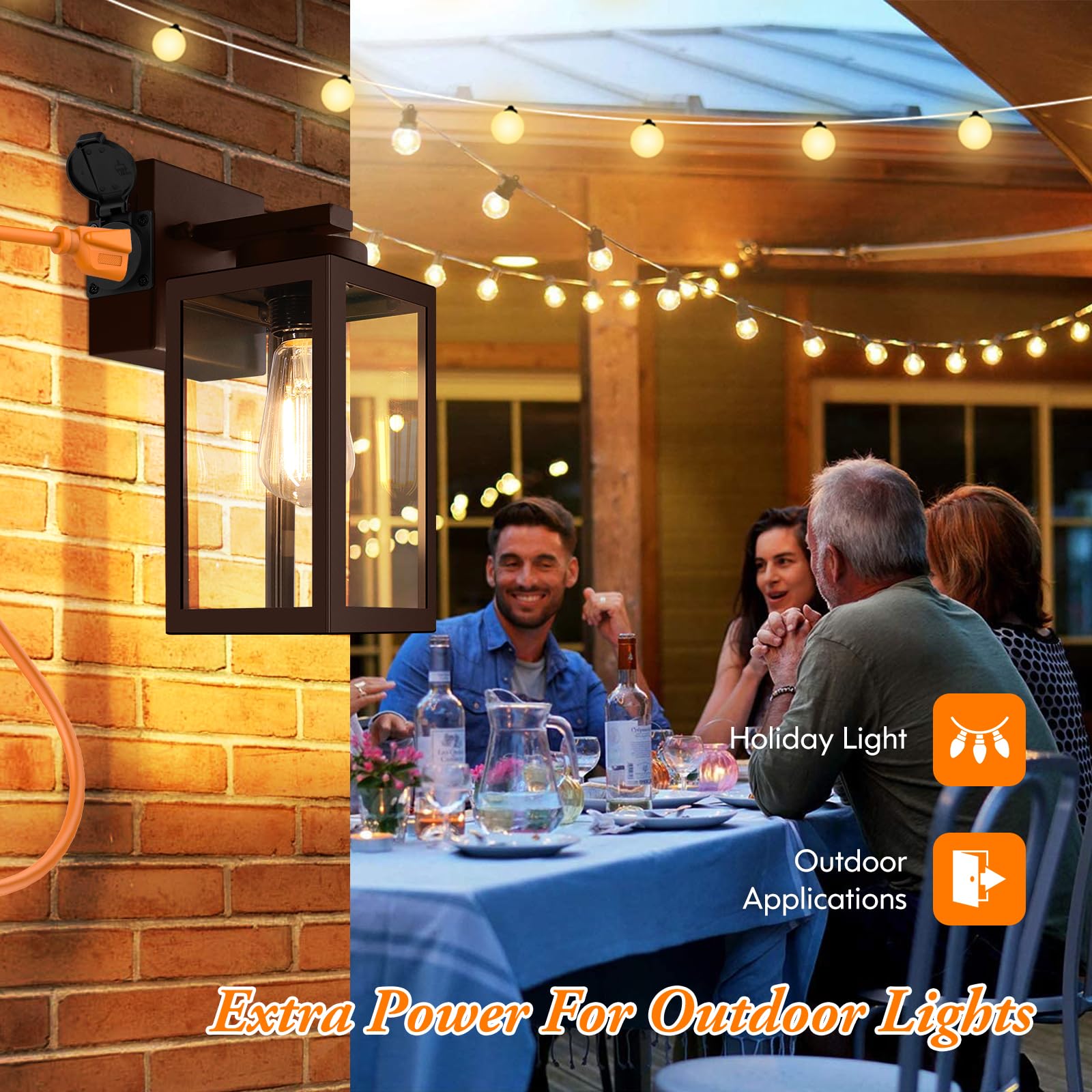 2-Pack Bronze Dusk to Dawn Outdoor Light Fixtures with Motion Sensor & Outlet - Waterproof Wall Sconce for Porch, Garage, Front Door - Perfect for Home Security & Nighttime Illumination
