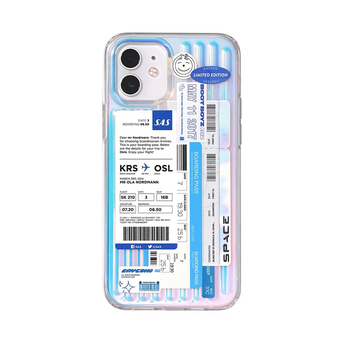 EasyCase Luggage Tag iPhone 11 Pro Case - Cute Bling Glitter Sparkle Laser Protective Cover with Anti-Yellowing & Shockproof Corners (Blue) | Perfect for Travel, Airports & Fashion Accessories