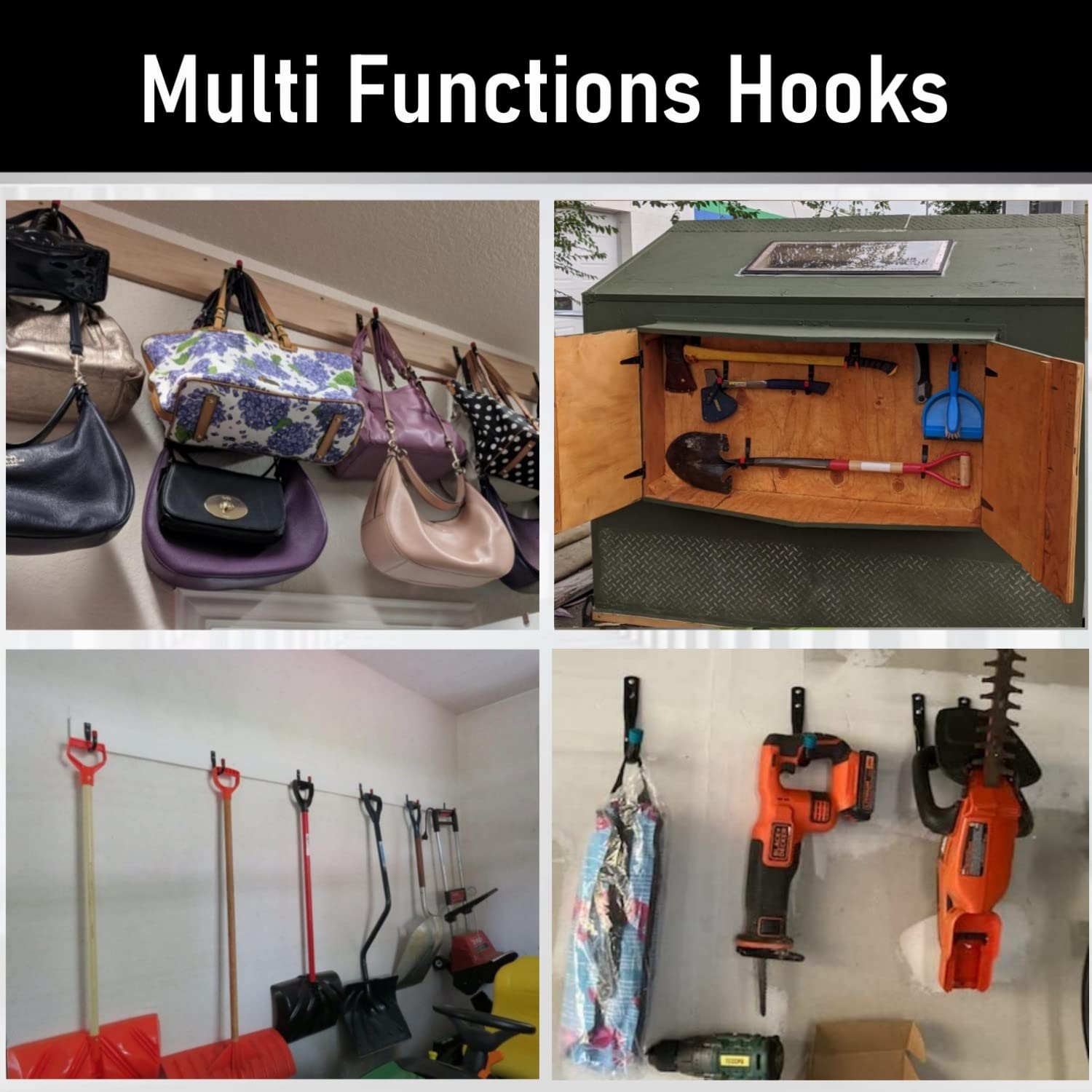 Heavy Duty Garage Storage Hooks 8 Pack - 3.4 Inch J Utility Wall Hooks for Hanging Tools, Bikes, Ladders & Garden Equipment - Perfect for Garage, Shed & Workshop Organization