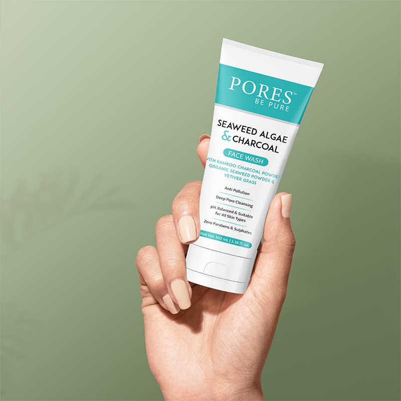PORES Be Pure Charcoal Face Wash for Men & Women - Deep Pore Cleanser for Oily Skin, Removes Dirt & Impurities | 100mL | Daily Detox & Acne Prevention Skincare Routine