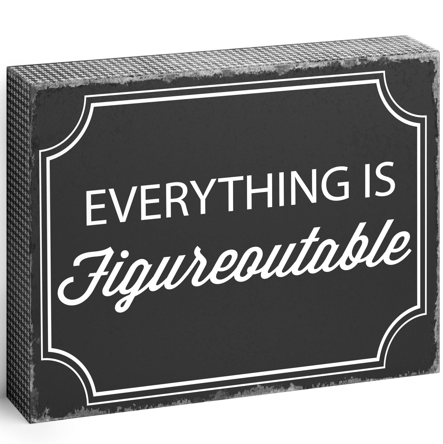 Barnyard Designs Wooden Box Sign - Motivational Office & Home Decor for Women - Inspirational Desk Decor (Figureoutable) - Perfect for Office, Bathroom Shelf & Gift Giving