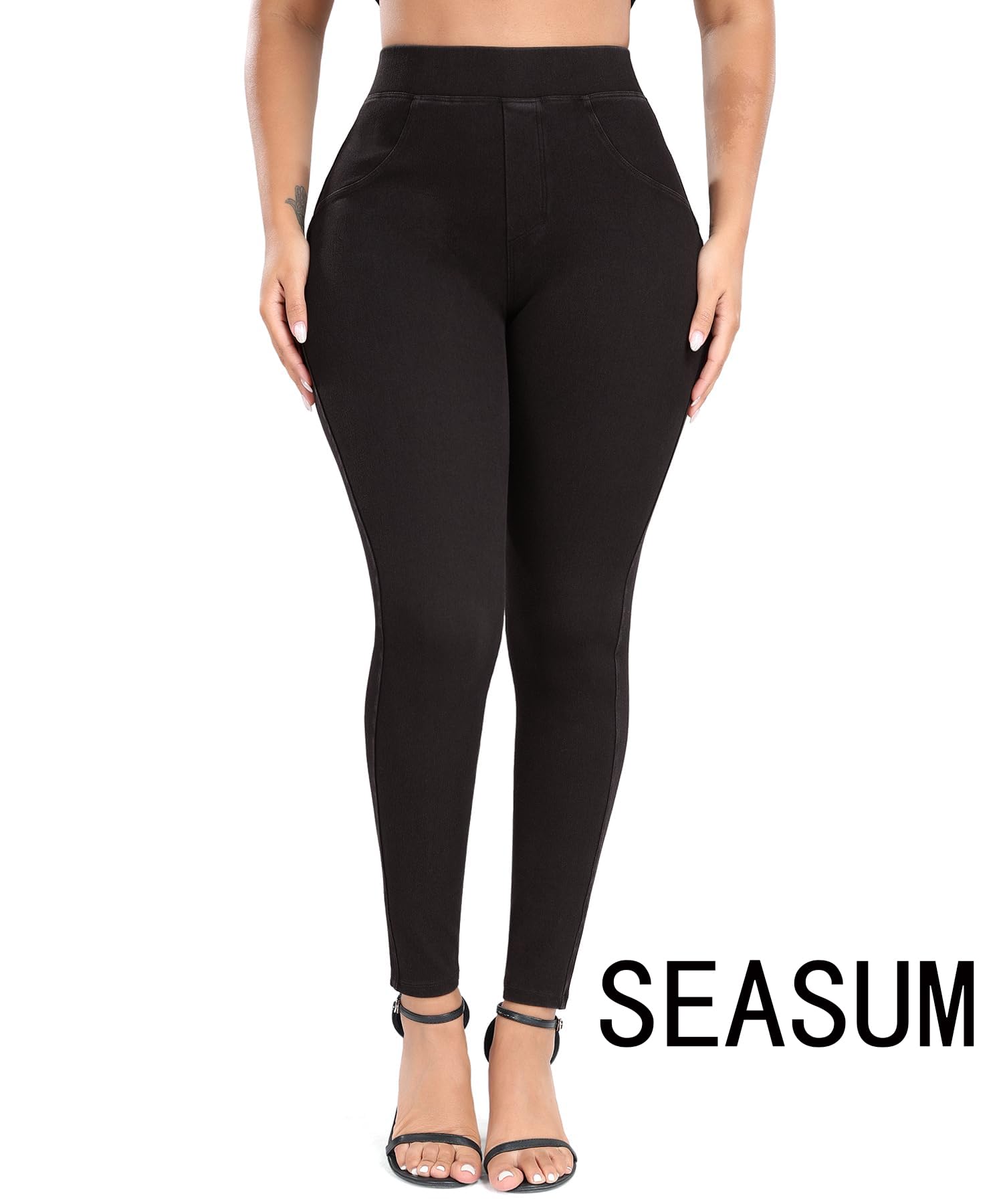 SEASUM Women's High Waisted Butt Lifting Jeans - Heart Shaped Design, Stretchy & Comfortable Vintage Style Leggings for Casual Wear, Dating & Night Out