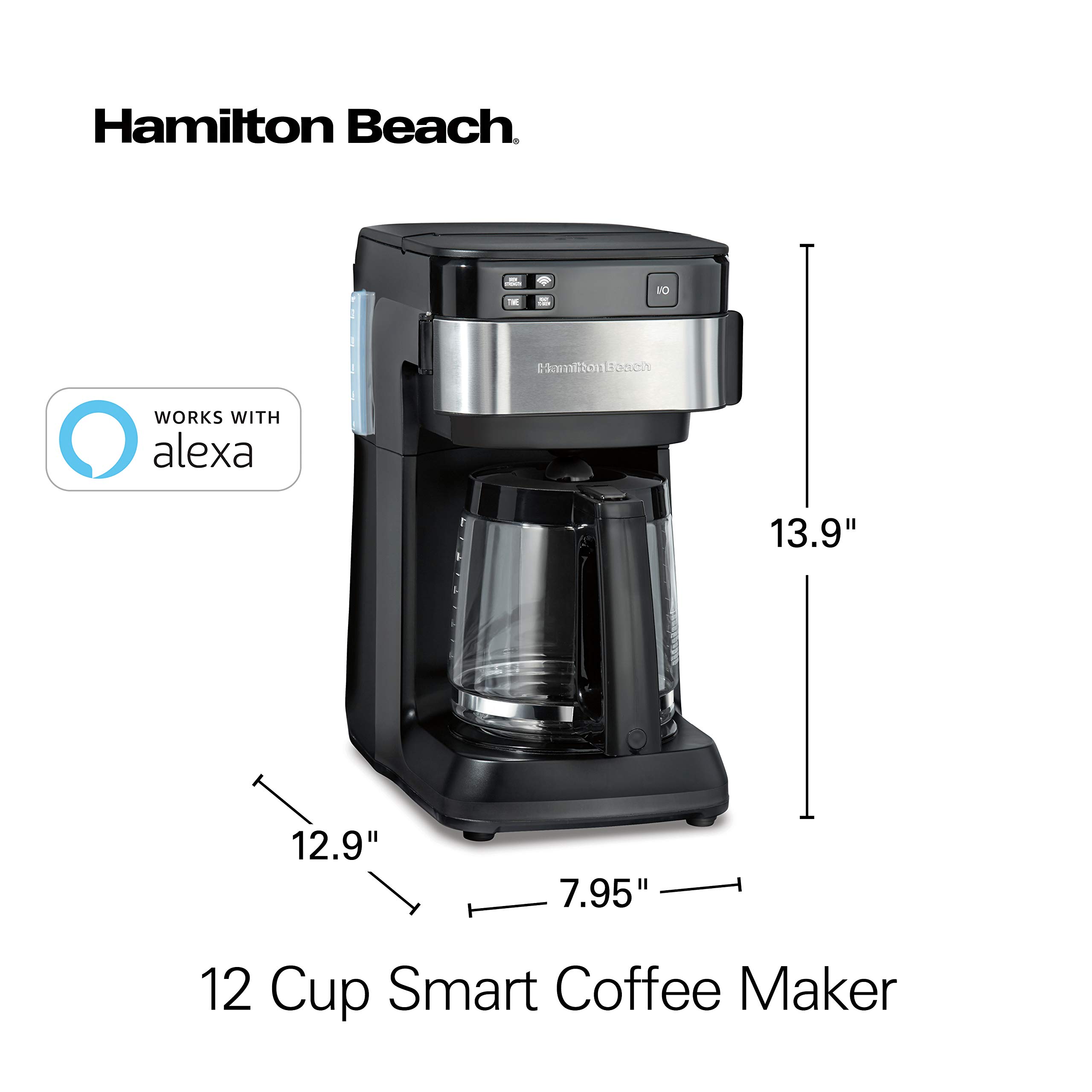 **Hamilton Beach Smart Coffee Maker with Alexa Compatibility - 12 Cup Programmable Coffee Machine in Black & Stainless Steel (49350R) - Perfect for Home, Office, and Smart Kitchens**