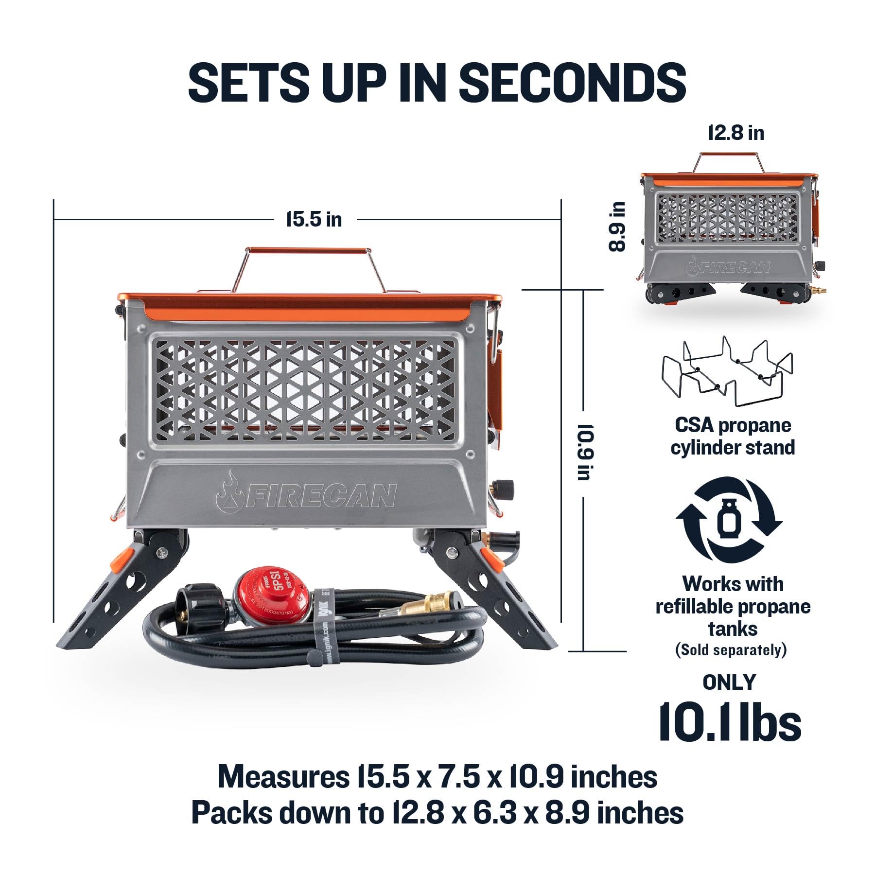Ignik FireCan Elite High-Powered Portable Propane Fire Pit - Outdoor Camping, Backyard, Patio & Beach Bonfire Solution