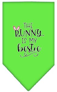 Bunny is My Bestie Screen Print Bandana - Soft Cotton Pet Bandanas in Multiple Colors - Perfect for Dog & Cat Accessories, Pet Parties & Photo Shoots