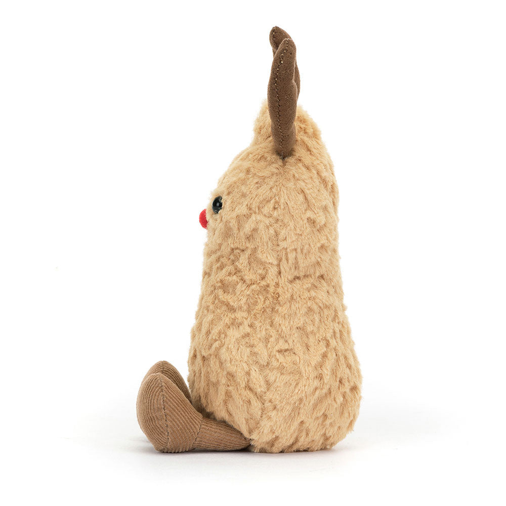 Amuseables Peanut Reindeer Plush Toy - Cute & Soft Stuffed Animal for Christmas Decor, Gift, or Collectible - Perfect for Holiday Parties, Home Decor, and Festive Gifting