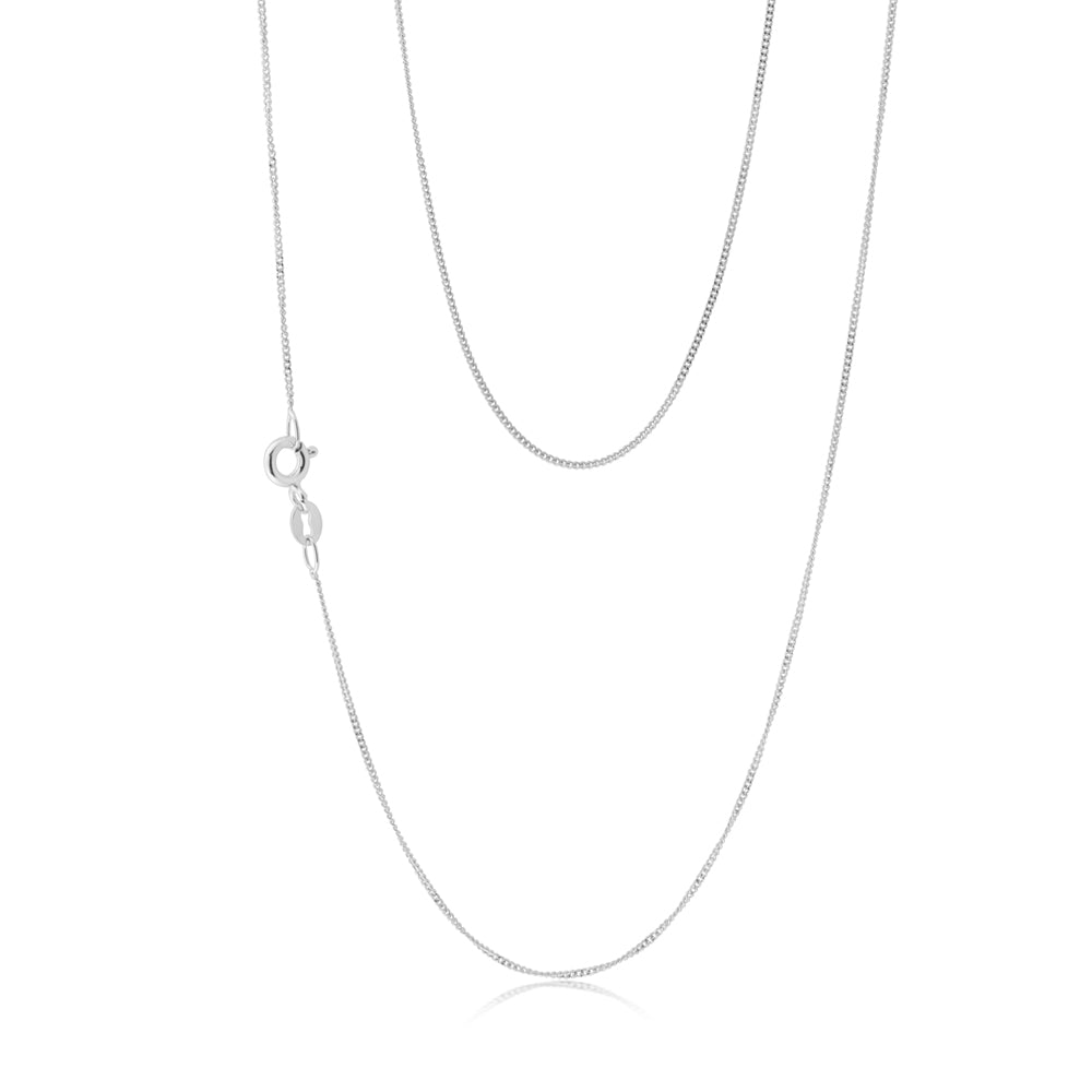 9ct White Gold Curb Chain 46cm - Elegant Jewelry for Women, Men, Gift for Anniversary, Birthday, Valentine's Day