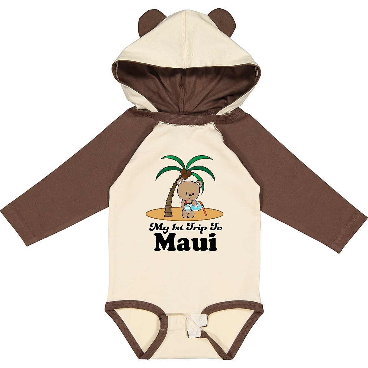 1st Trip to Maui Hawaii Baby Long Sleeve Creeper - Soft Cotton Infant Bodysuit for Boys & Girls | Perfect for Beach Vacation, Family Photos & Hawaiian Theme Parties