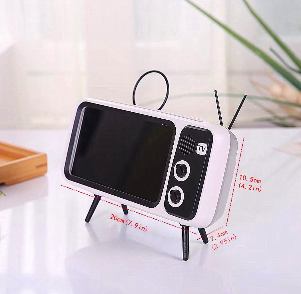 Mini Retro TV Wireless Speaker & Phone Stand - Cute Creative Holder for Smartphones Under 6.5
