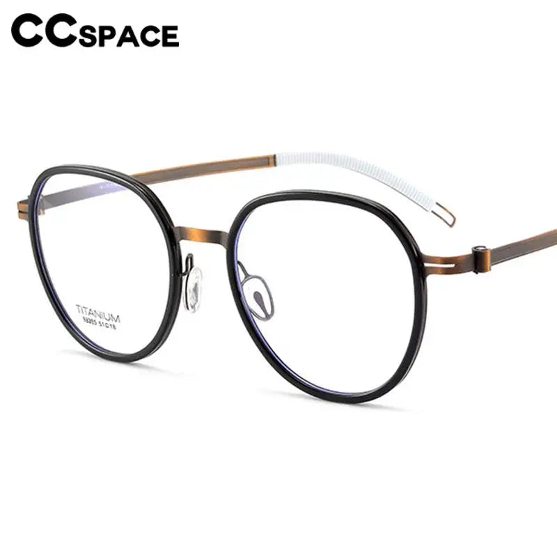CCspace Unisex Full Rim Round Titanium Eyeglasses 57284 - Lightweight Durable Frame for Men & Women - Perfect for Reading, Work & Fashion Accessories