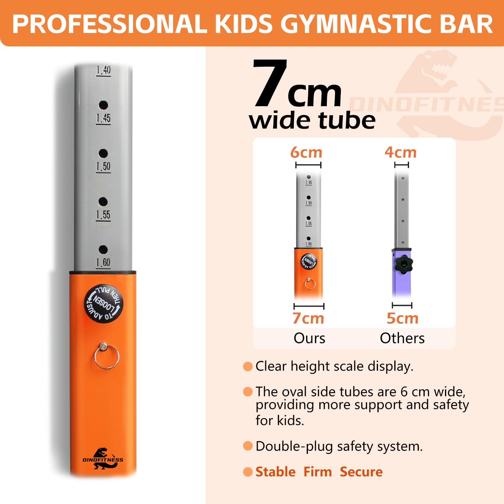 Adjustable Gymnastics Bar for Kids Ages 3-16 - 11 Height Levels, Thickened Upright Tube, Sturdy No-Wobble Design for Home Training | Perfect for Beginners, Gymnastics Practice & Indoor Exercise