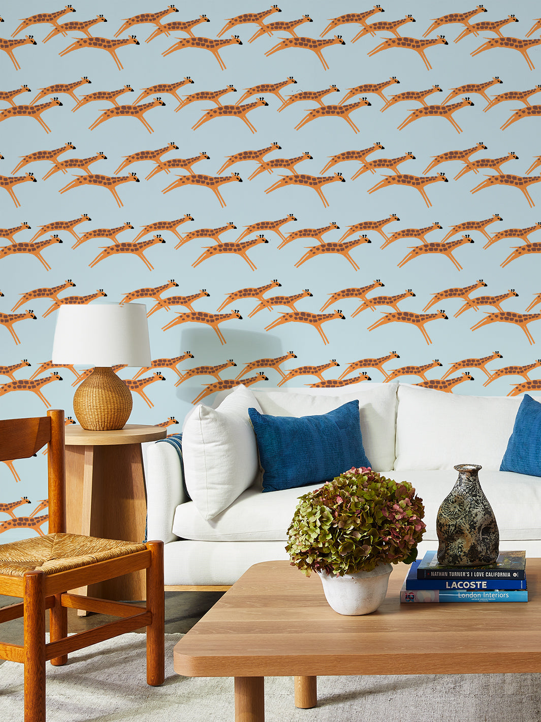 Galloping Giraffes Wallpaper by Tea Collection - Blue Sky Design | Nursery Decor, Kids Room Wallpaper, Playroom Accent Wall