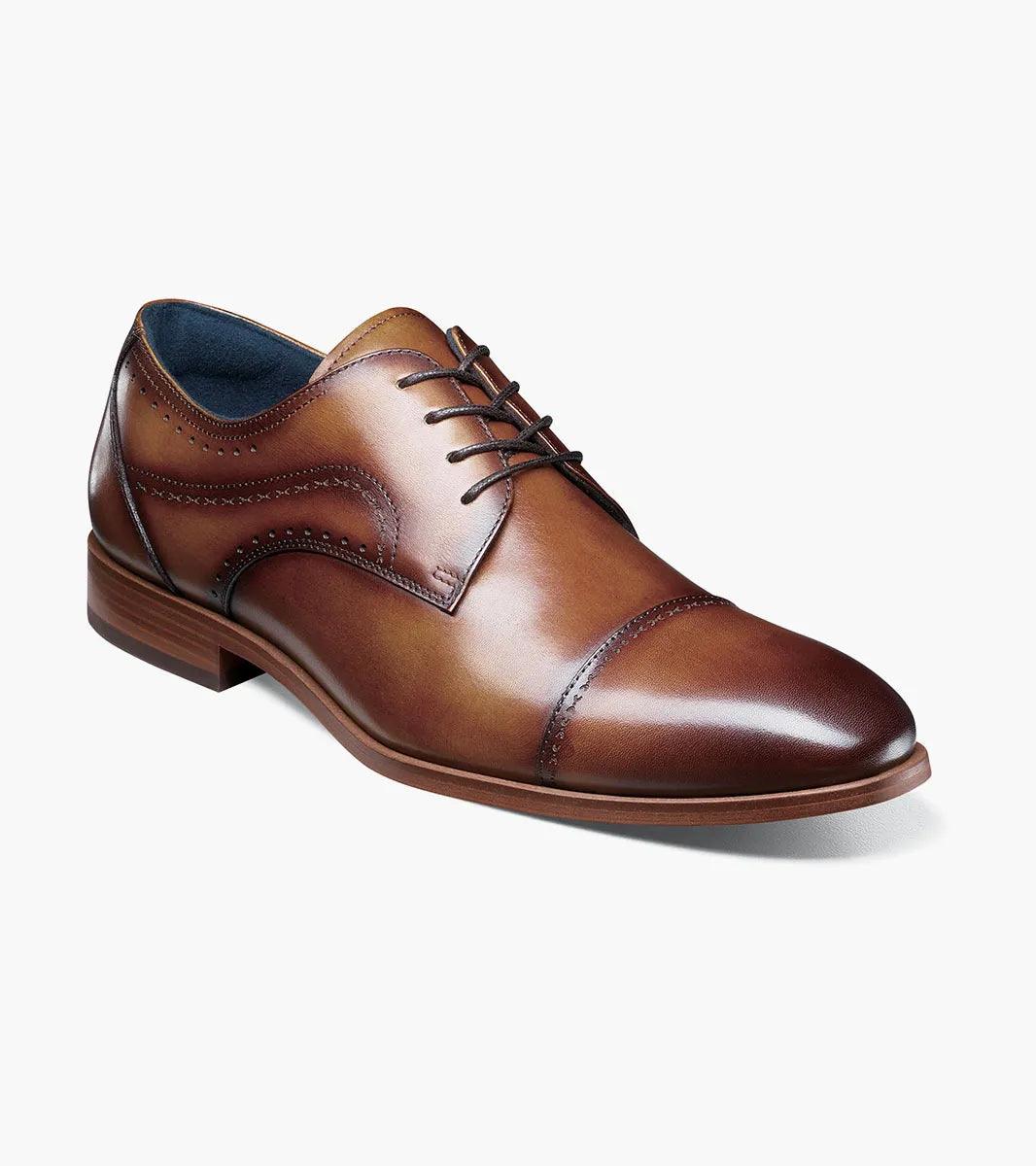 Stacy Adams Bryant Cap Toe Oxford Leather Dress Shoes for Men - Tan Brown Formal & Business Casual Footwear - Perfect for Office, Weddings & Special Occasions
