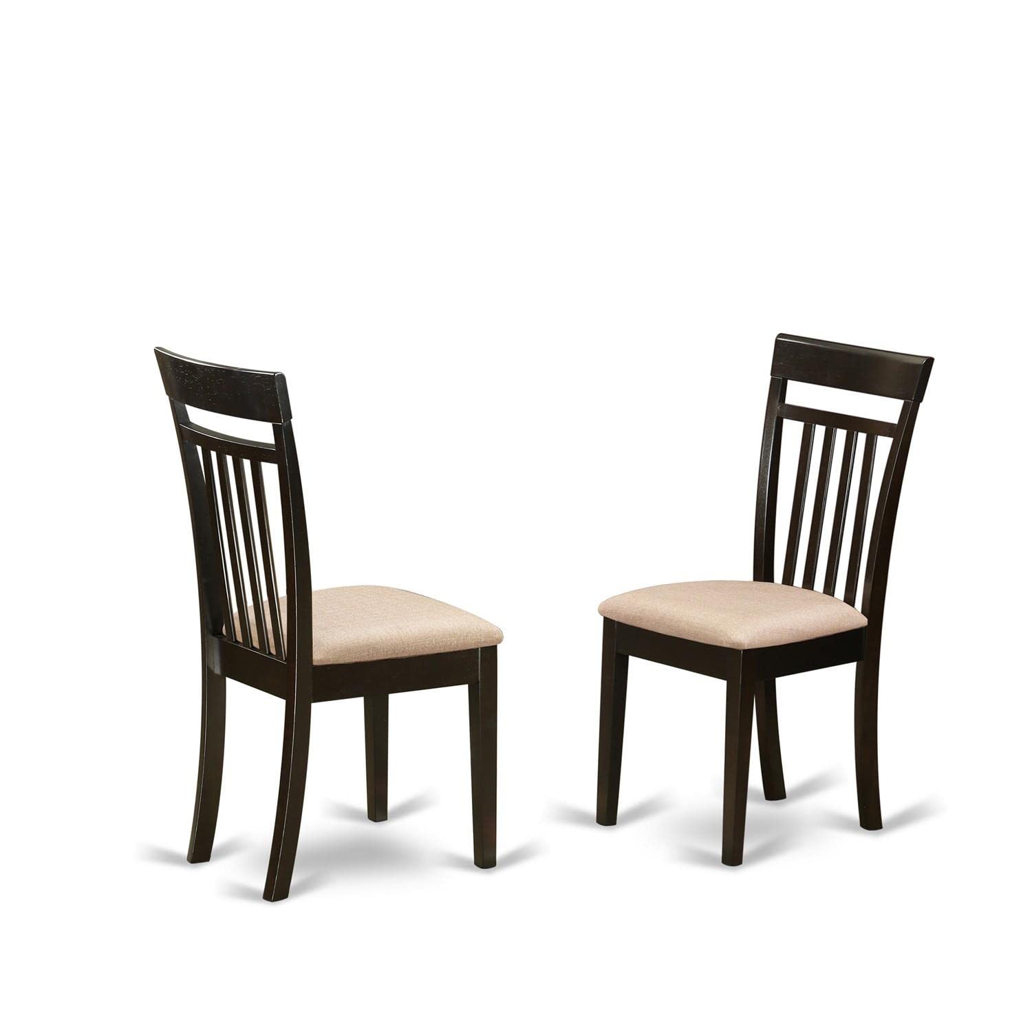 East West Furniture 3-Piece Round Dining Table Set with 2 Linen Upholstered Chairs - 42 Inch Cappuccino Wood Kitchen Table for Small Spaces, Breakfast Nook, and Apartment Dining Areas