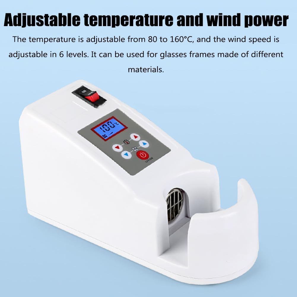 FAcoLL Glasses Frame Warmer - Adjustable Hot Air Glasses Heater with 80°F~160°F Temperature Control & 6 Wind Speed Levels for Optical Frames - Perfect for Eyewear Shops, Opticians, and DIY Glasses Repair at Home