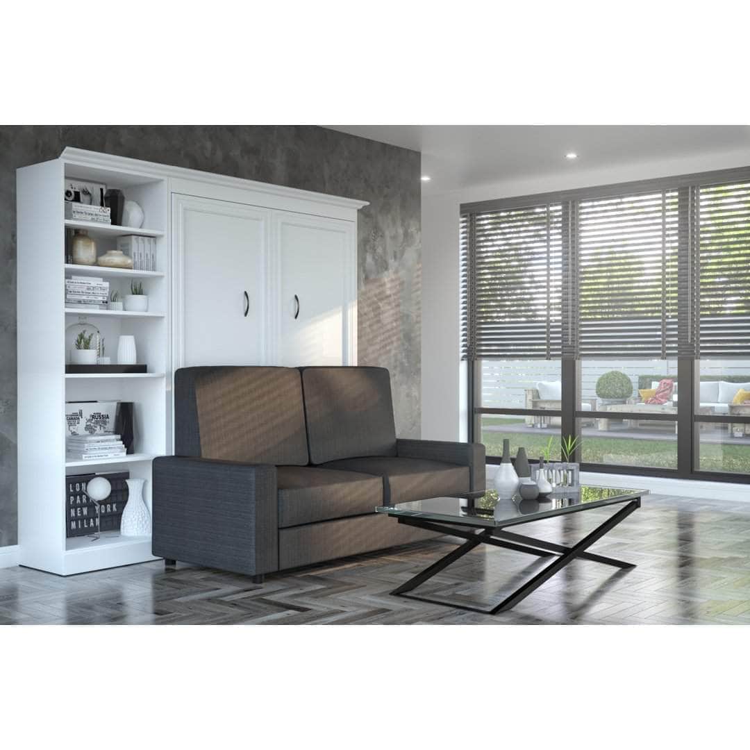 Space-Saving Full Murphy Wall Bed with Built-In Storage & Sofa - 84