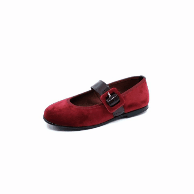 Clarys Girls Velvet Buckle Mary Jane Shoes - Burgundy Red Dress Shoes for Toddler & Little Girls - Perfect for Weddings, Parties & Special Occasions