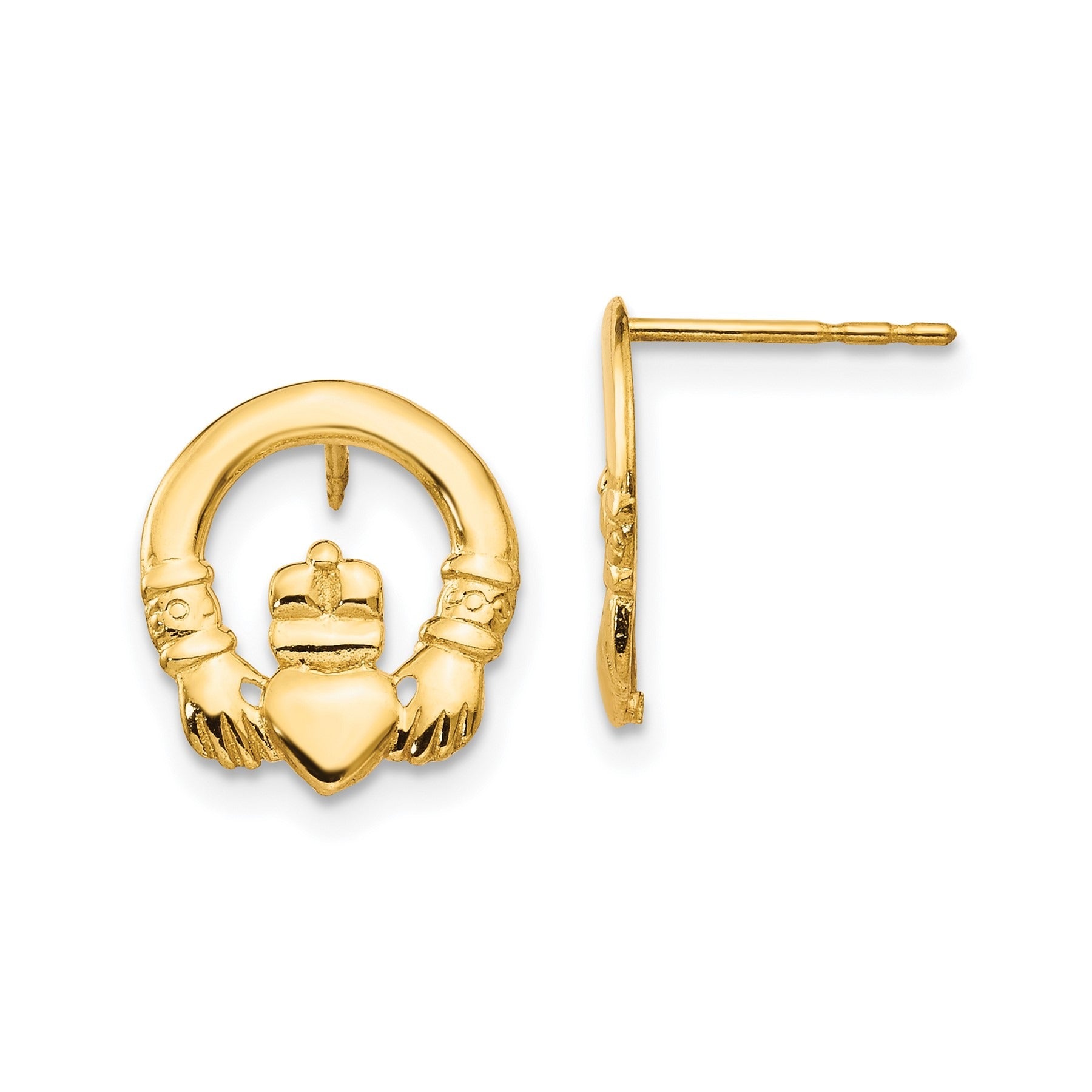 14K Gold Madi K Claddagh Post Earrings for Women - Irish Celtic Jewelry for Everyday Wear & Special Occasions