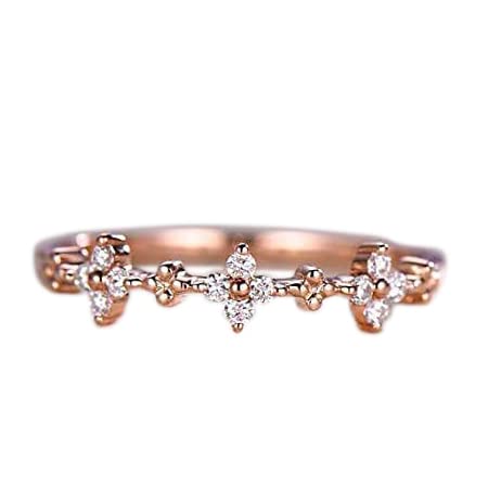 0.25 Carat Diamond Wedding Ring - Half Eternity Milgrain Floral Design - 18k Gold Plated Anniversary & Promise Ring for Women - Perfect for Engagements, Weddings & Special Occasions