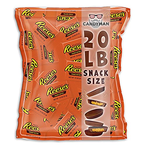 **Bulk 20lb Candyman Peanut Butter Cups Milk Chocolate Snack Size Bundle – Perfect for Parties, Halloween Treats & Office Snacks**