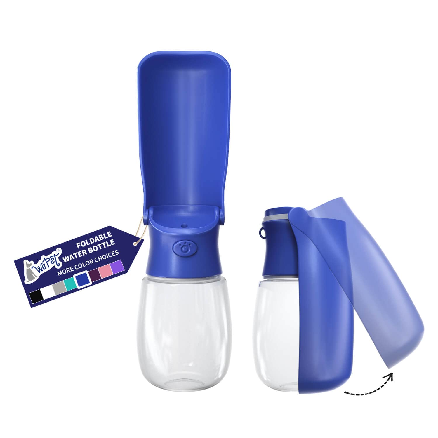 WePet 12oz Foldable Portable Dog Water Bottle with Drinking Feeder - BPA Free, Leak Proof & High-Temperature Resistant Pet Water Dispenser for Outdoor Walking, Hiking, Travel - Perfect for Active Dogs on the Go