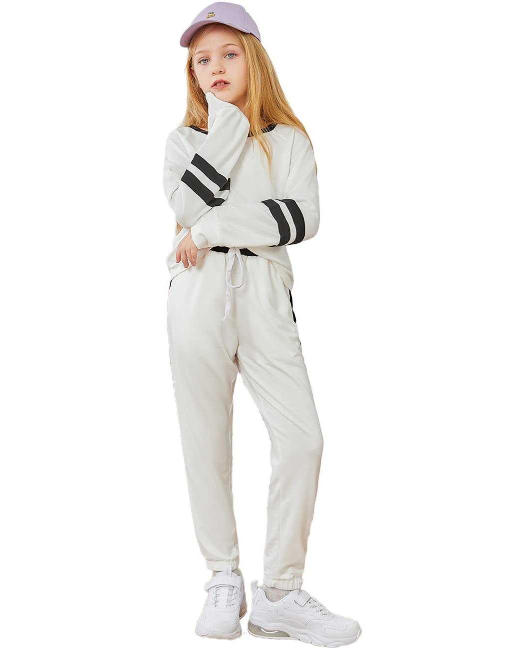 Imily Bela Girls' 2-Piece Sweatsuit Set - Soft Lounge Wear & Athletic Outfit with Hooded Sweatshirt and Jogger Pants - Perfect for School, Gym, and Casual Wear