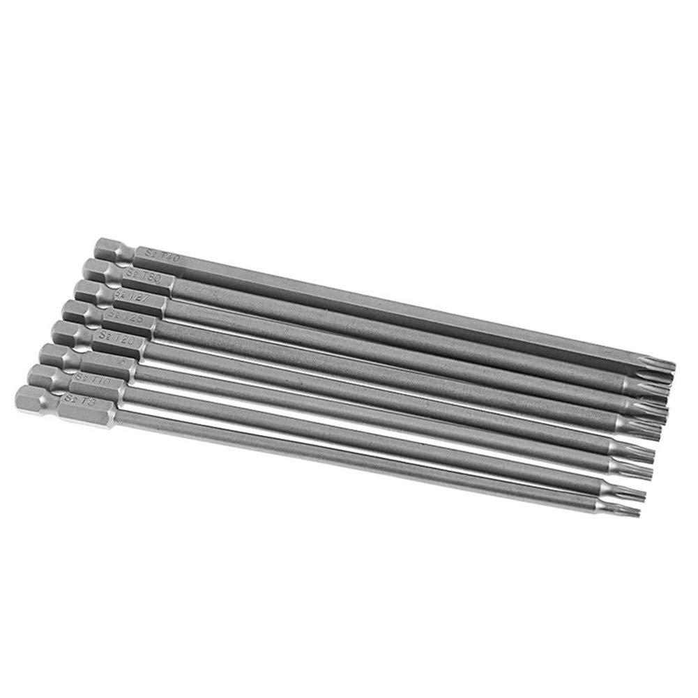 8Pcs 150mm Long Magnetic Torx Security Screwdriver Bit Set - T6 to T40 Size for Electric Drills - Perfect for Electronics, Appliances & Automotive Repairs