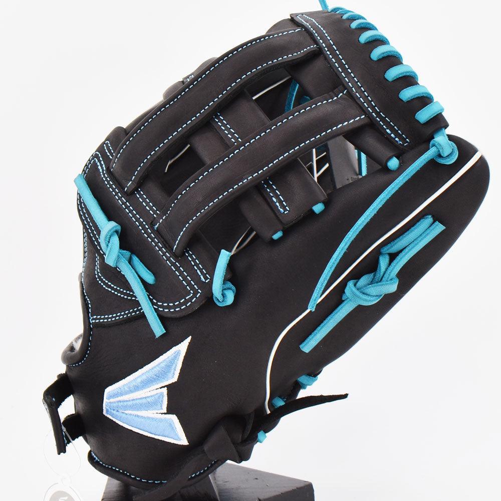 Easton Small Batch No. 61 Slowpitch Softball Glove - Black/Columbia Blue | Premium Leather for Adult Players | Perfect for Slowpitch Games & Training