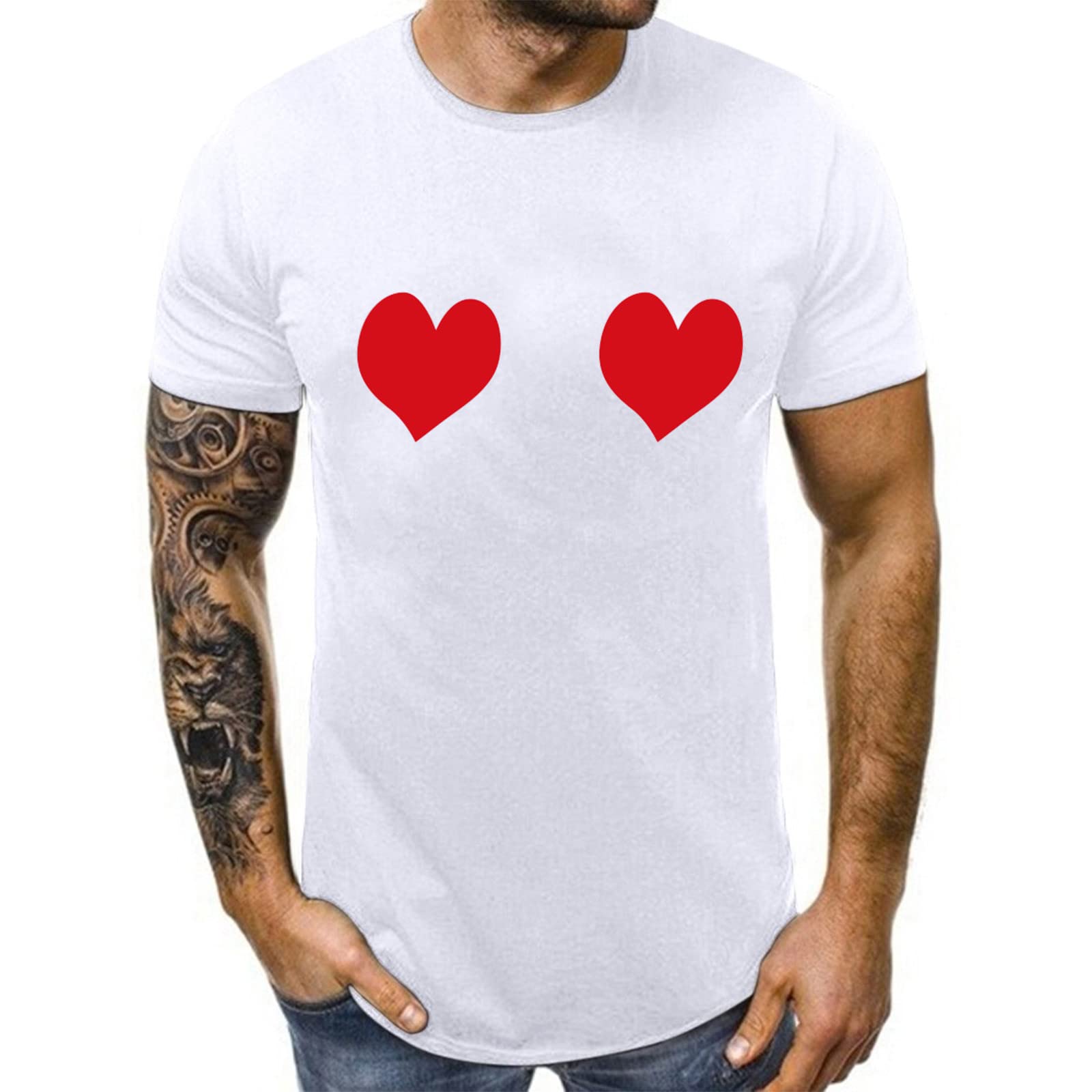 Valentine's Day Couples T-Shirts - Matching Love Print Short Sleeve O-Neck Tops for Men & Women | Perfect for Anniversaries, Date Nights and Romantic Gifts