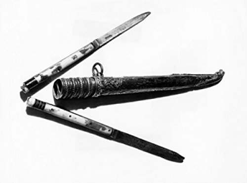 Vintage 1890s Turkish Knives High Angle View Poster Print - 18x24 Inches - Antique Weapon Decor for Home, Office & Historical Collections