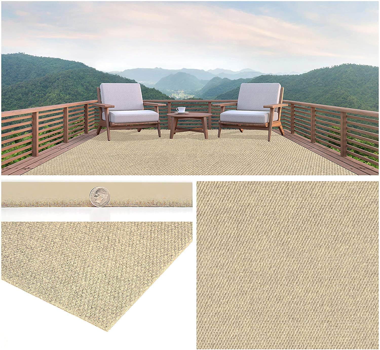 KOECKRITZ Ivory Soft Hobnail Design Indoor/Outdoor Area Rug - Lightweight & Flexible for Easy Cleaning & Transport (3' x 10') - Perfect for Patio, Deck, Living Room & Dorm Decor
