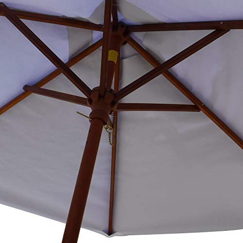 Premium 9FT Black Custom Patio Umbrella with Wood Pole & Sturdy Fiber Ribs - Outdoor Market, Restaurant, Café, Backyard, Garden, Lawn, Deck & Pool Shade Solution