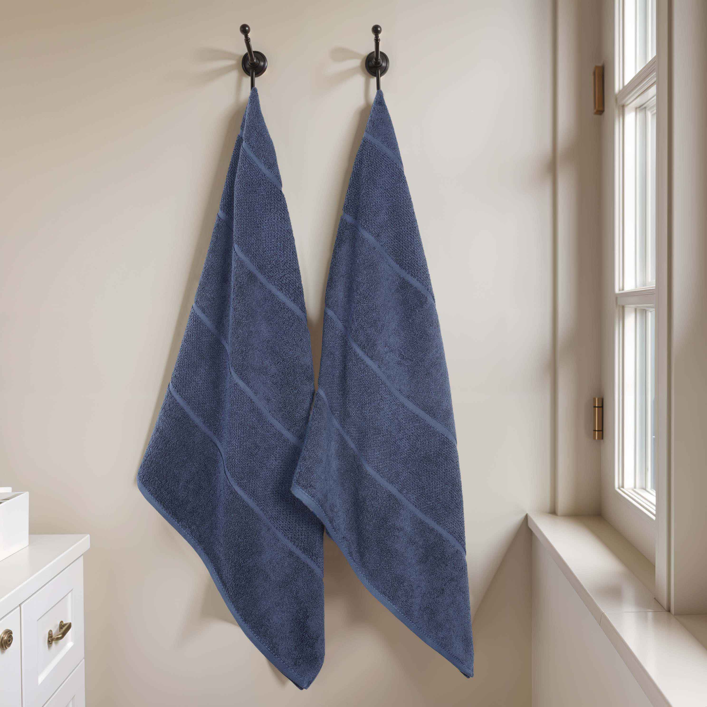 Premium Mile Smart Twist Cotton Bath Towels Set of 2 - Ultra Soft, Absorbent & Quick-Drying Luxury Bath Sheets with Broad Border - Perfect for Spa, Hotel & Home Bathroom Use