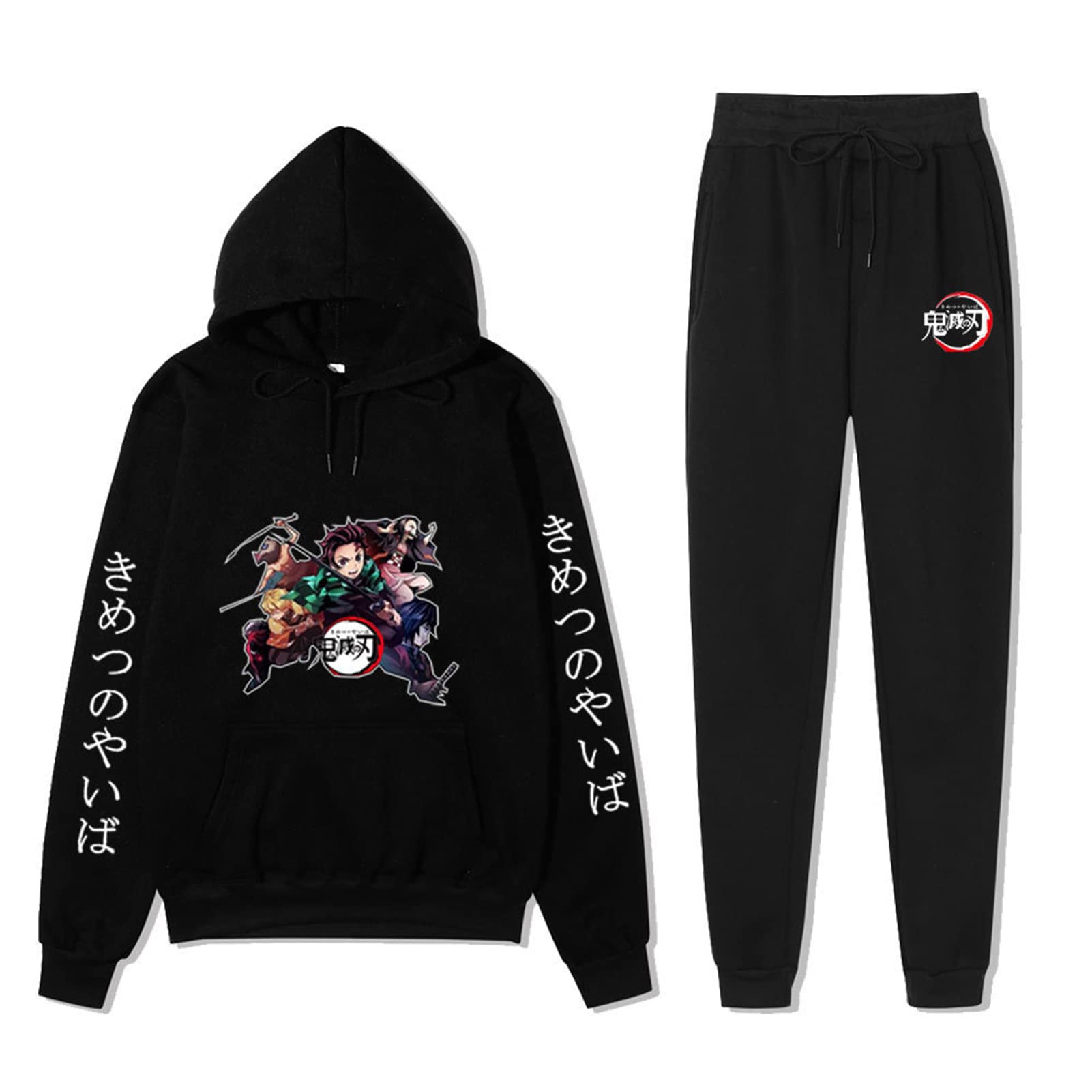 Demon Slayer Anime Hoodie and Sweatpants Set - Men's Manga Graphic Print Two-Piece Tracksuit | Casual Streetwear & Cosplay Outfit for Anime Fans