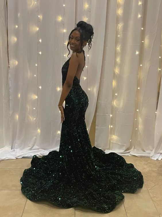 Emerald Green Sequin Mermaid Prom Dress for Women - Elegant Long Evening Party Gown with Sparkly Beading (Style J4836) | Perfect for Homecoming, Prom Night, and Formal Events