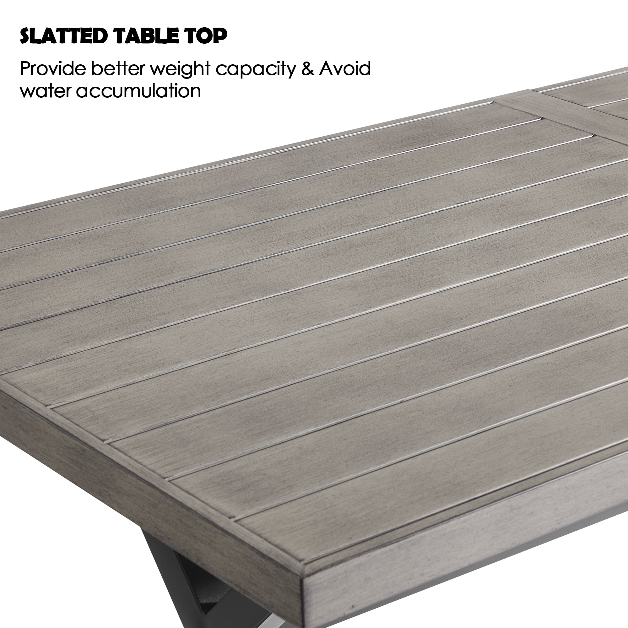 Ulax Outdoor Patio Dining Table - 82 Inch Rectangular Weather-Resistant Table with Wood-Like Finish for Garden, Porch, Backyard | Perfect for Outdoor Entertaining, Family Gatherings & Summer BBQs