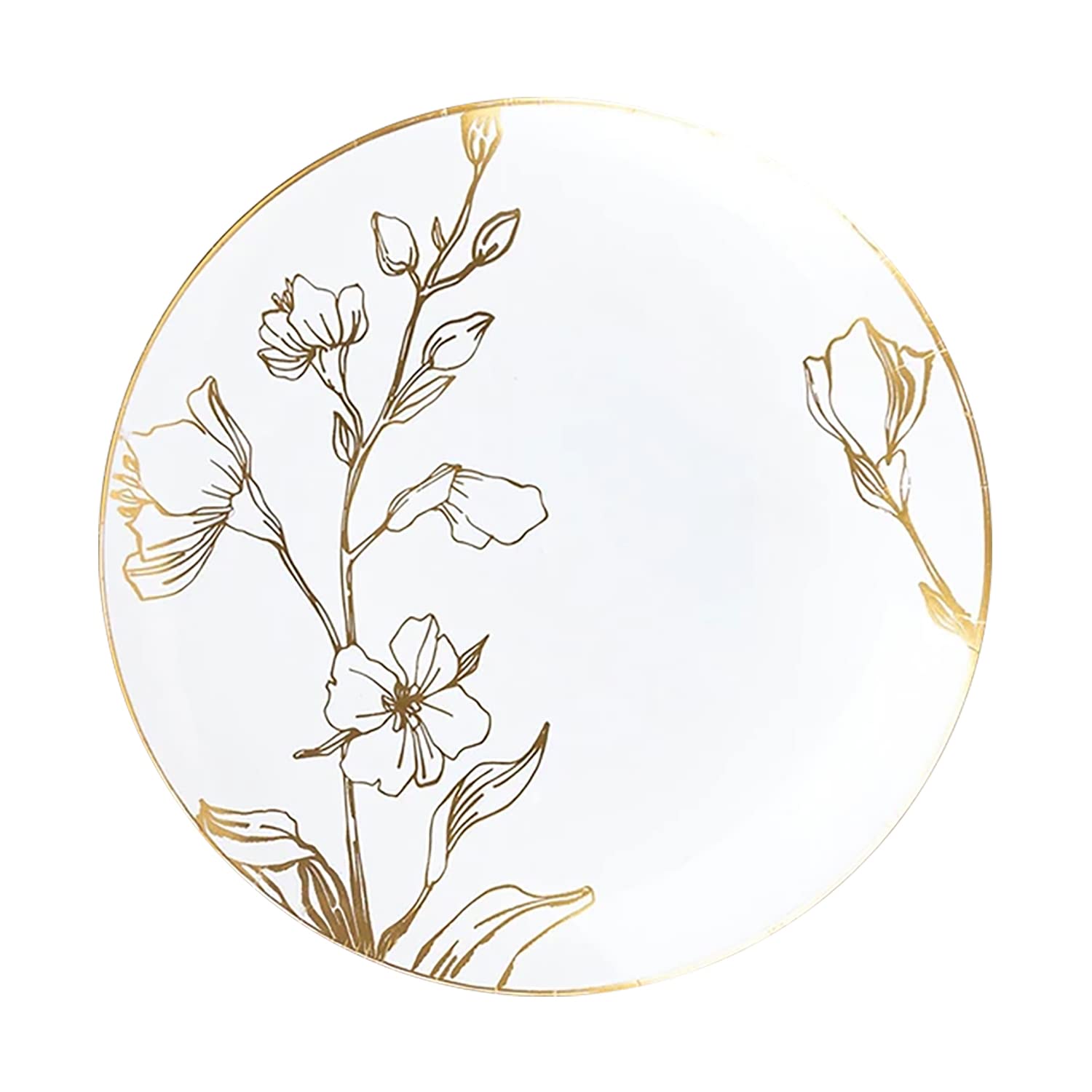 Elegant White Plastic Plates with Gold/Silver Floral Design - 7.5