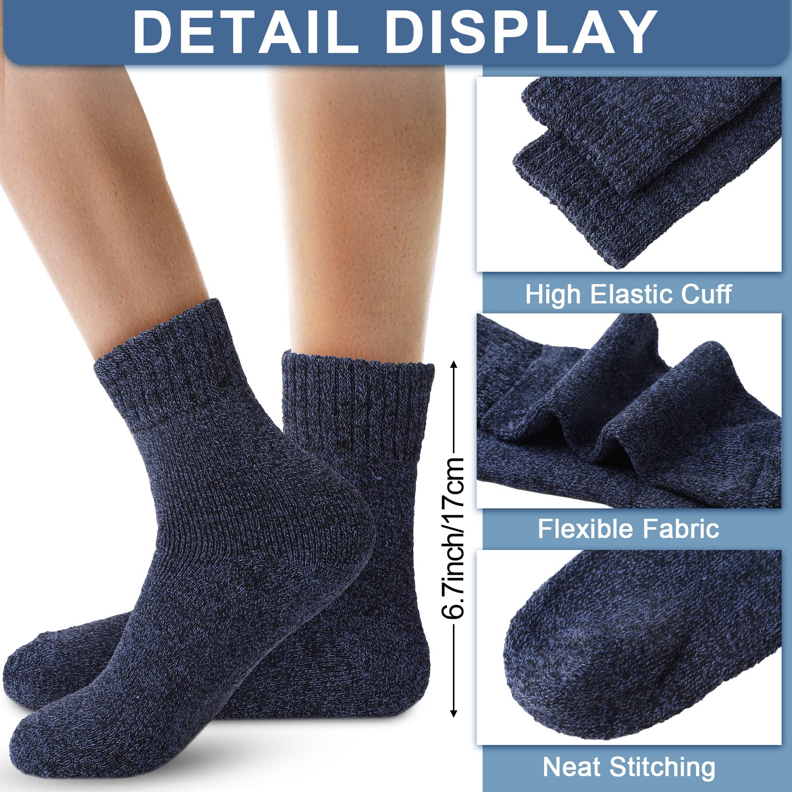 30 Pairs Bulk Wool Socks for Men & Women - Thick Warm Winter Hiking Boot Socks, Knit Crew Casual Cold Weather Socks - Perfect for Outdoor Activities, Skiing, Snowboarding & Winter Gifts