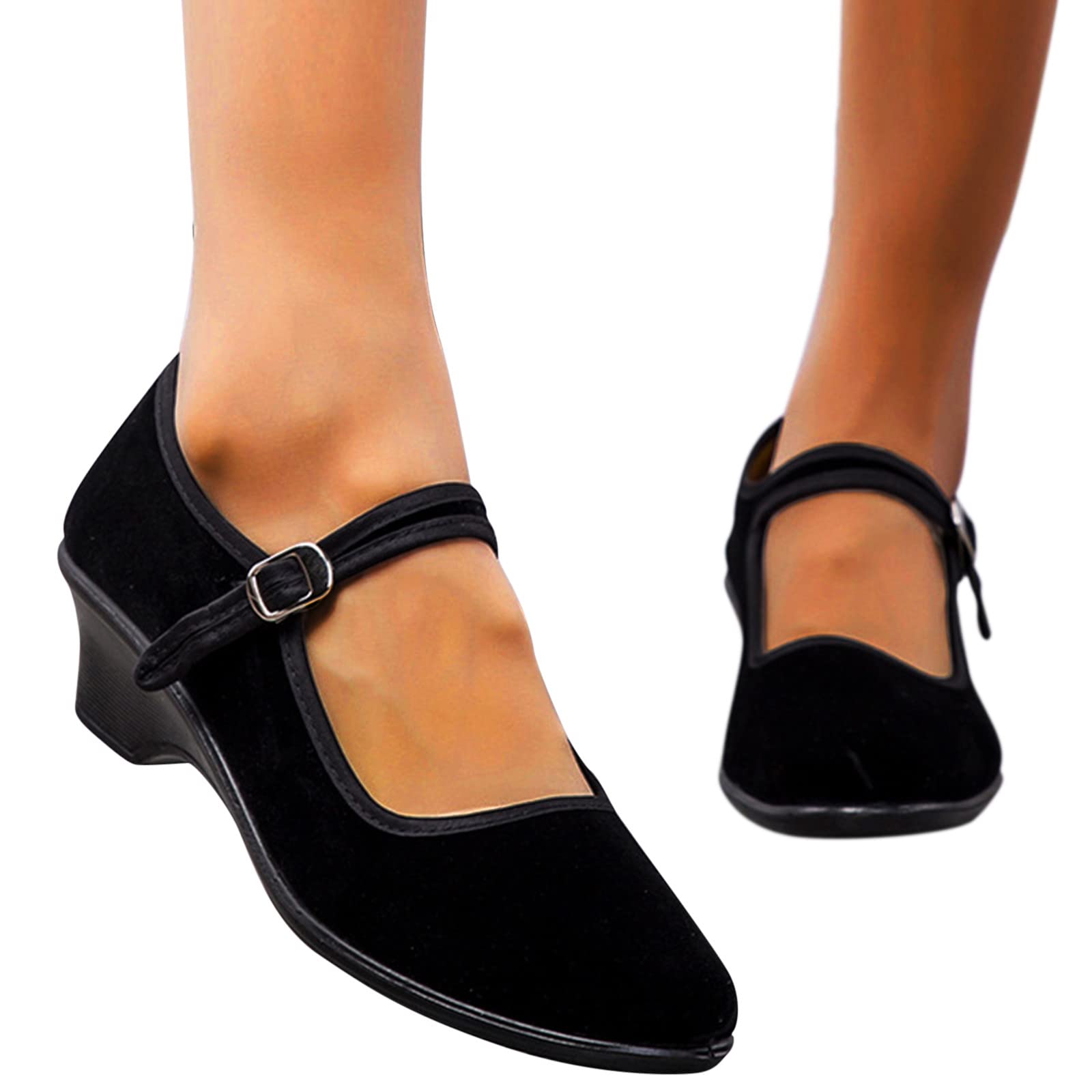 Gyouanime Women's Comfortable Non-Slip Wedge Platform Sandals - Wide Width Work Shoes for Service Industry Professionals | Perfect for Waitresses, Nurses & Office Workers