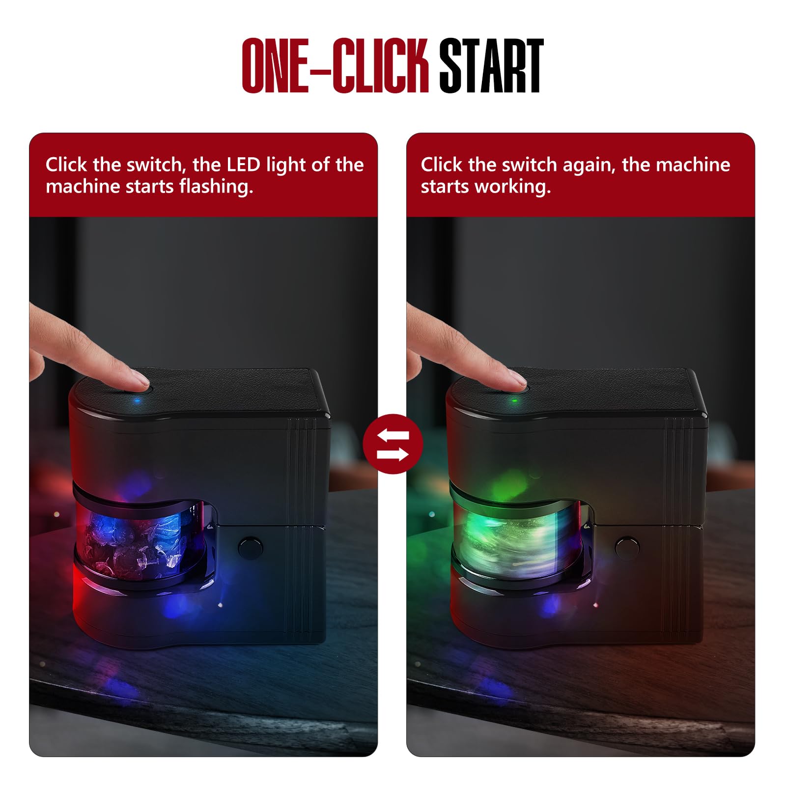 Electric Herb Grinder Portable - 1g Capacity with 1800mAh Battery & LED Lights - 12g Storage Box Included - Perfect for Kitchen, Travel & Outdoor Use - Black