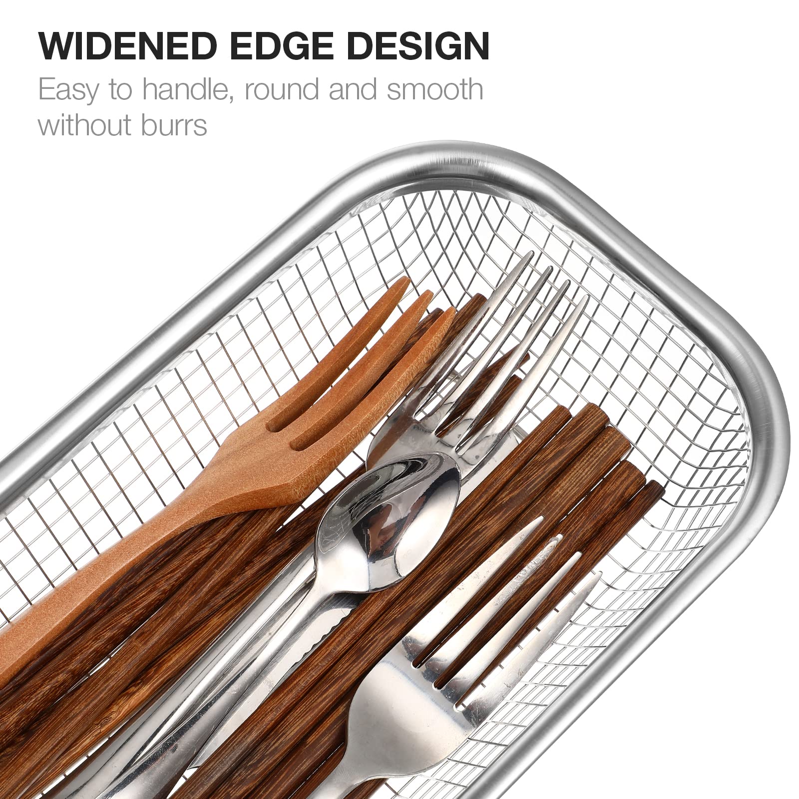 Stainless Steel Utensil Drying Rack - Compact Silverware Organizer for Spoons, Forks, Knives & Chopsticks | Dishwasher Safe Kitchen Counter Drainer Basket | Perfect for Small Spaces & Efficient Kitchen Organization