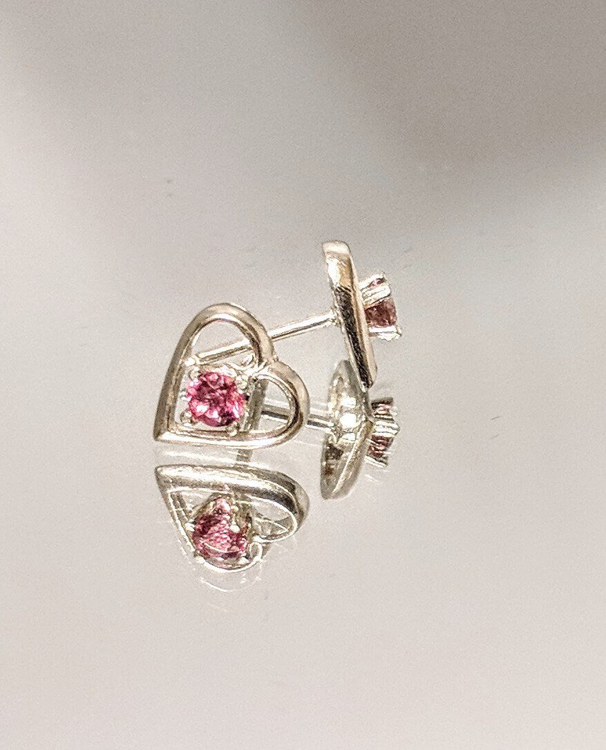 Genuine Sapphire, Ruby & Emerald Heart Stud Earrings - Sterling Silver Birthstone Jewelry for Women | Perfect Gift for Valentine's Day, Anniversary & Special Occasions