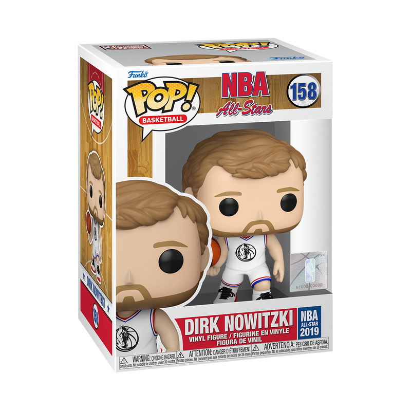 Dirk Nowitzki Funko Pop NBA Basketball Figure #158 with Protector Case - Perfect for Dallas Mavericks Fans, Collectors, and Sports Memorabilia Displays