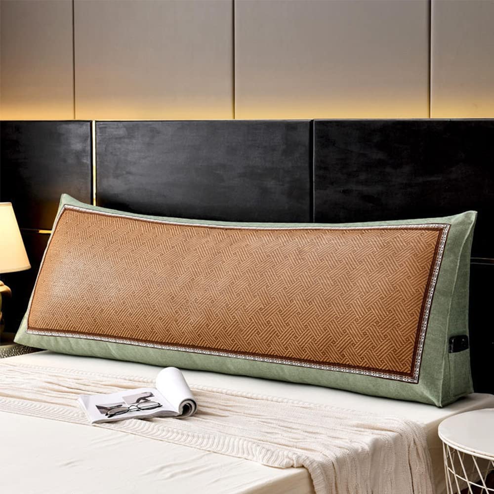 Triangular Headboard Pillow - Soft Large Wedge Cushion for Back Support, Reading & Positioning - 23.6 Inch Green Daybed Pillow with Removable Cover - Perfect for Bed, Sofa, Floor Lounging & Nursery Support