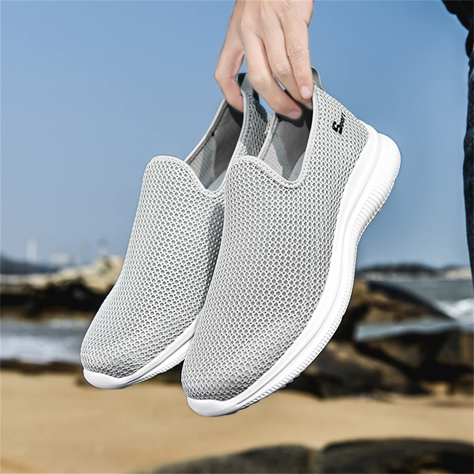 **Women's Wide Width Slip-On Sneakers - Hands-Free Running Shoes for Women - Casual Fashion Loafers & Tennis Shoes - Red Dress Shoe for Walking, Work & Travel**