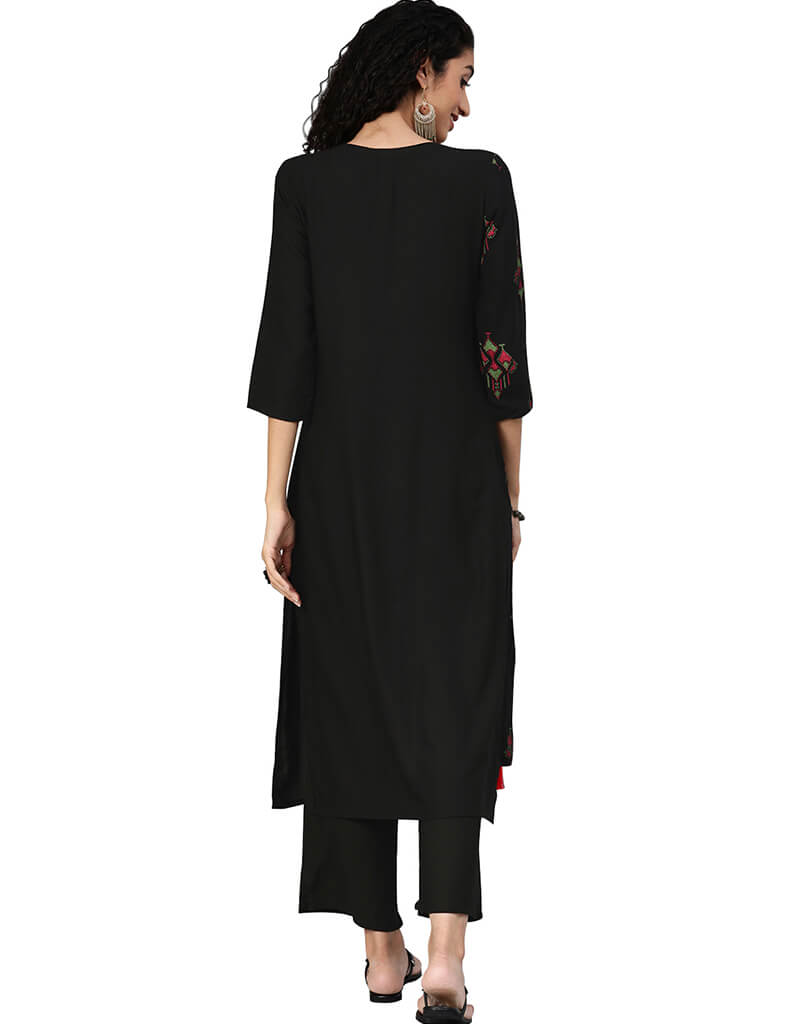 Black Rayon Palazzo Pants for Women - Comfortable Straight Leg Lounge Pants for Yoga, Travel & Casual Wear
