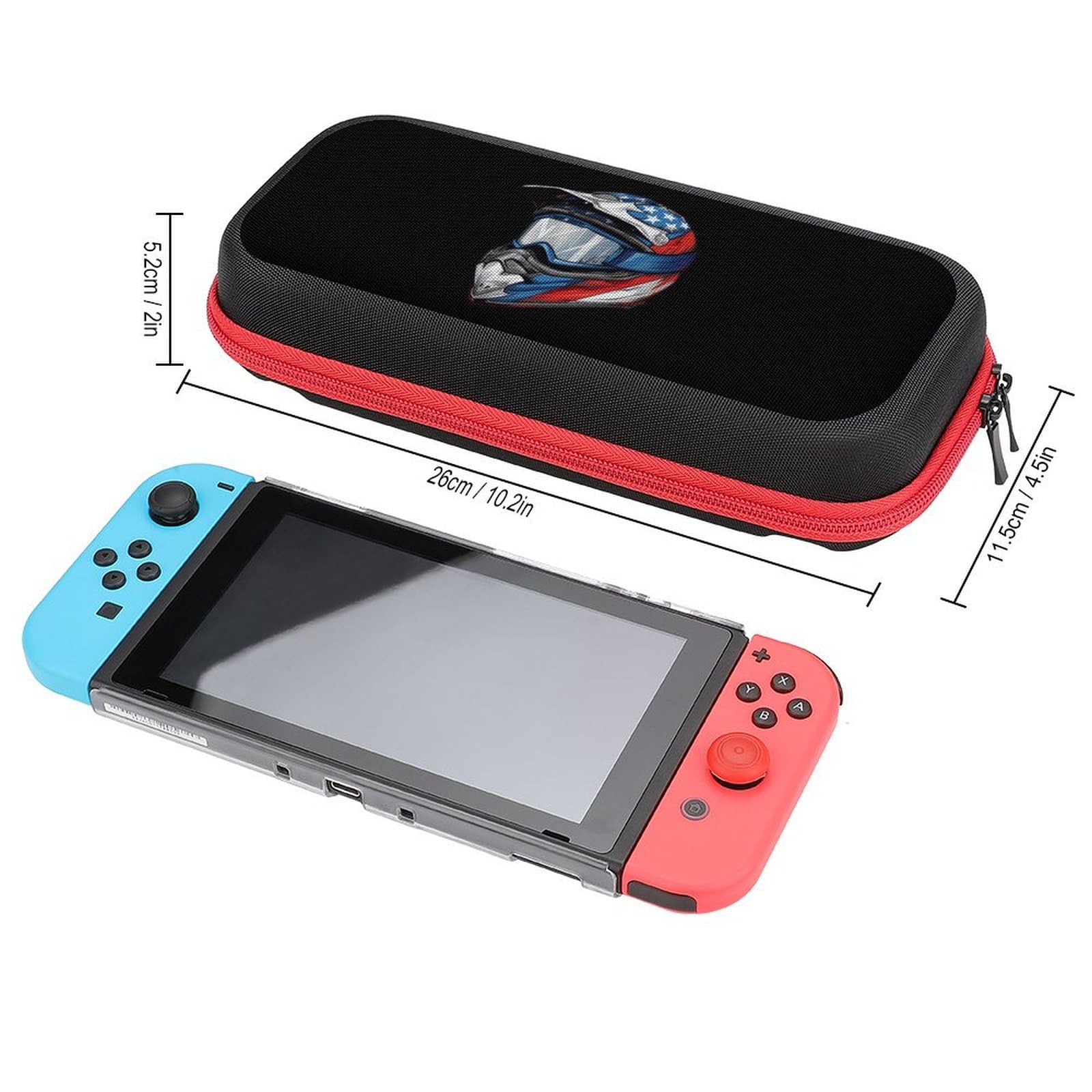 American Flag Dirt Bike Helmet & Motocross Protective Case - Portable Travel Hard Shell Storage for Nintendo Switch - Perfect for Gaming, Motorcycle Rides & Outdoor Adventures