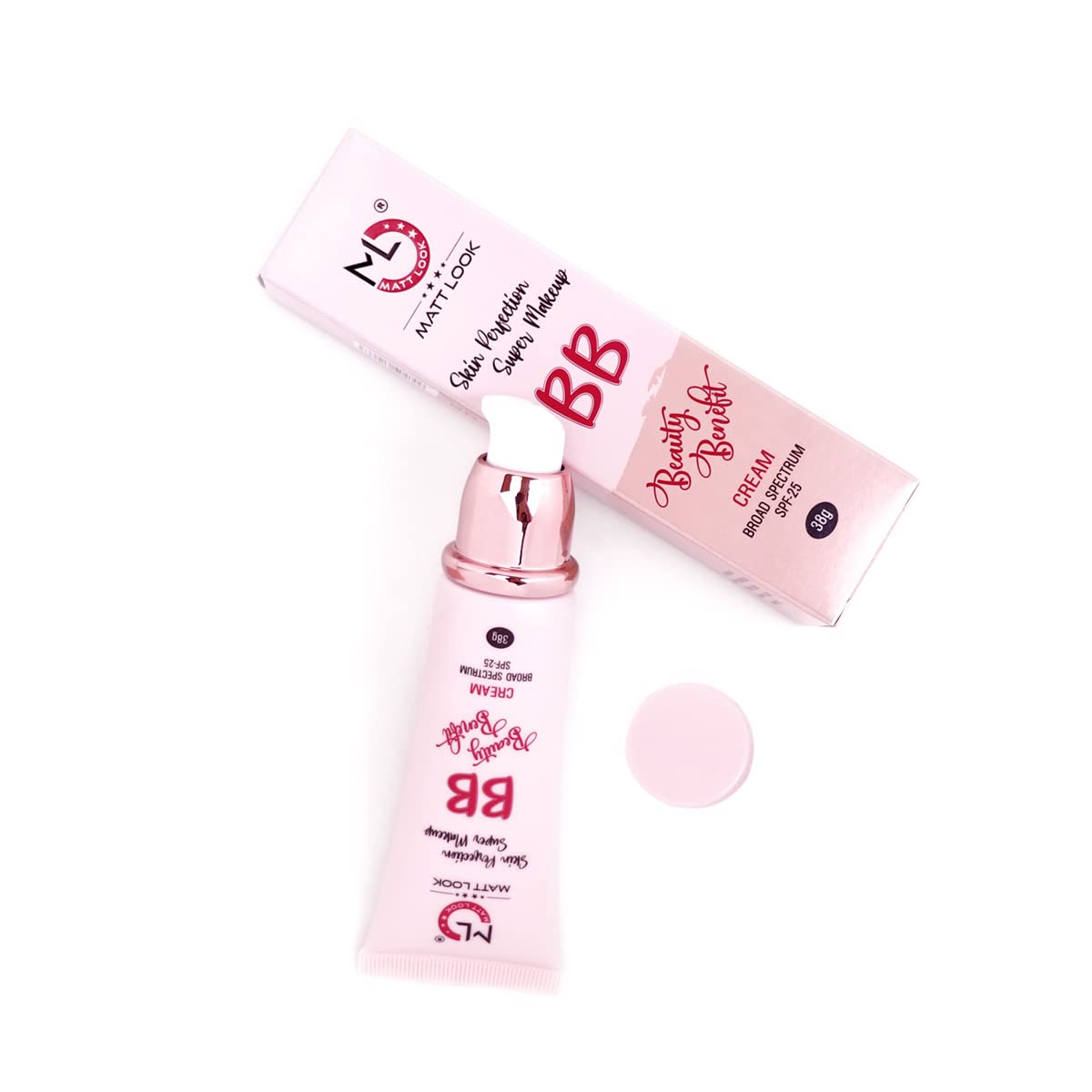 MATT LOOK Skin Perfection BB Super Makeup Cream SPF 25 - Oil Free, Lightweight, Blemish Cover & Pore Minimizing Facial Moisturizer - Deep Hydration - Almond Beige (1.34oz) | Perfect for Daily Wear, Sun Protection & Flawless Makeup Base