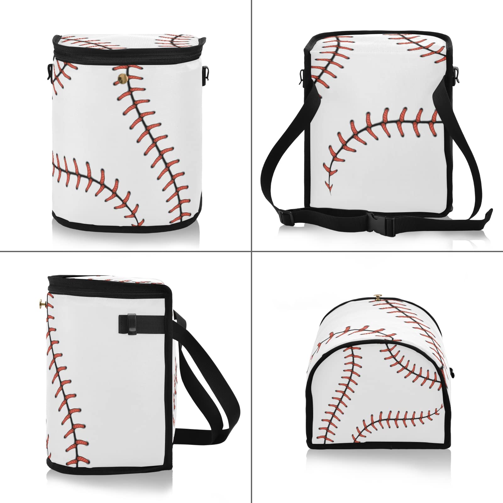 Red Stitching Baseball Car Trash Can with Lid - Waterproof Auto Garbage Bin with Leak-Proof Organizer, Collapsible Portable Car Trash Bag for Sedan, SUV, Truck - Perfect for Road Trips, Commuting & Travel