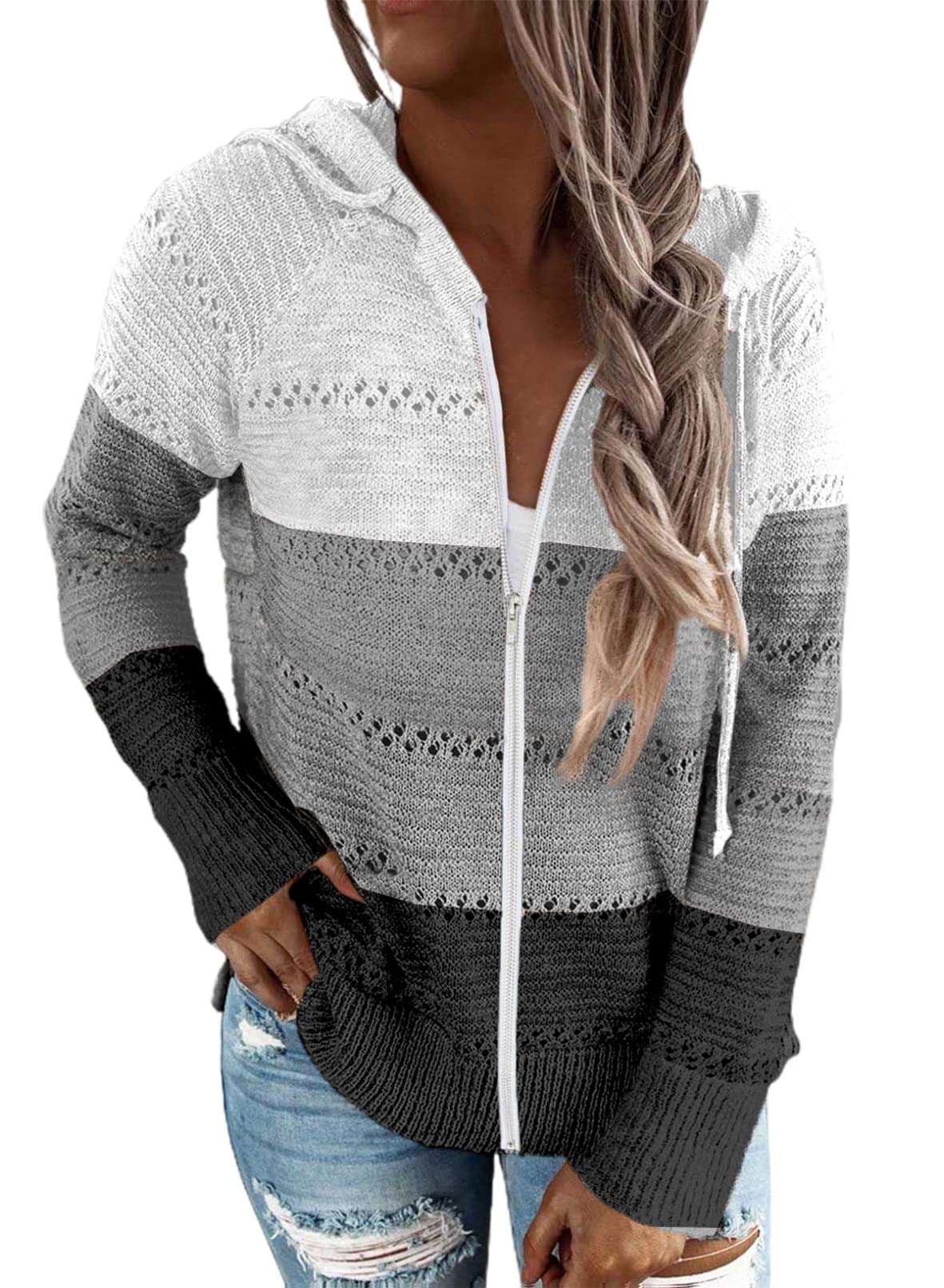 Acelitt Women's Casual Long Sleeve Zip Up Hooded Sweatshirt with Pockets - Comfortable Pullover Hoodie for Everyday Wear, S-XXL | Perfect for Lounge, Workout & Outdoor Activities